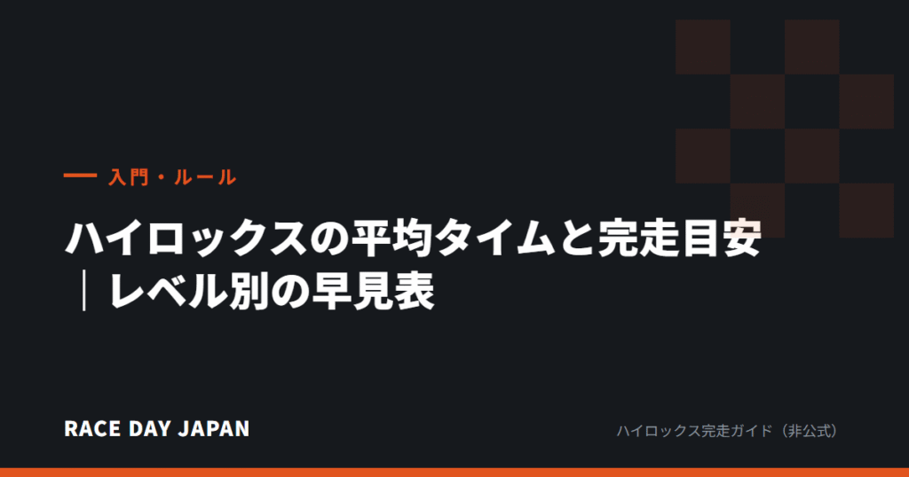 ハイロックスの平均タイムと完走目安｜レベル別の早見表