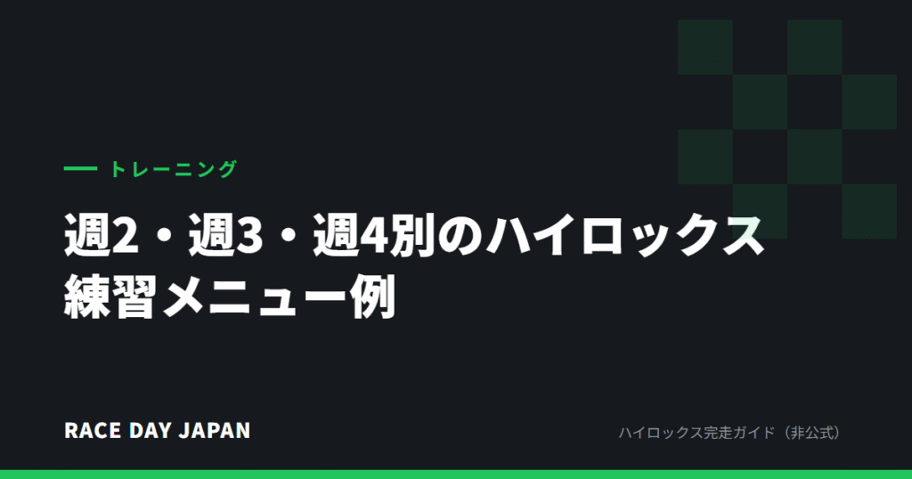週2・週3・週4別のハイロックス練習メニュー例